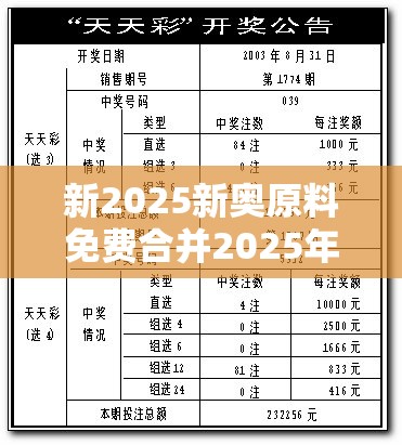 新2025新奥原料免费合并2025年天天彩免费大全，留心误导的假幌子链
